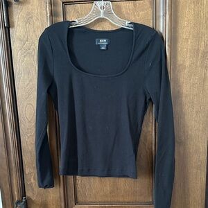 Anthropologie Black Long Sleeve Ribbed Tee